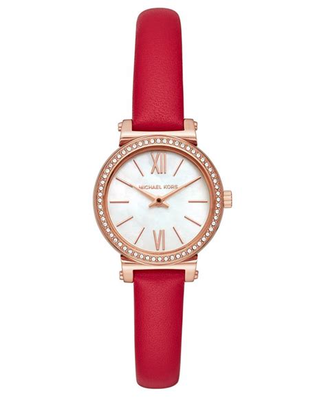 Women's Petite Sofie Red Leather Strap Watch 26mm